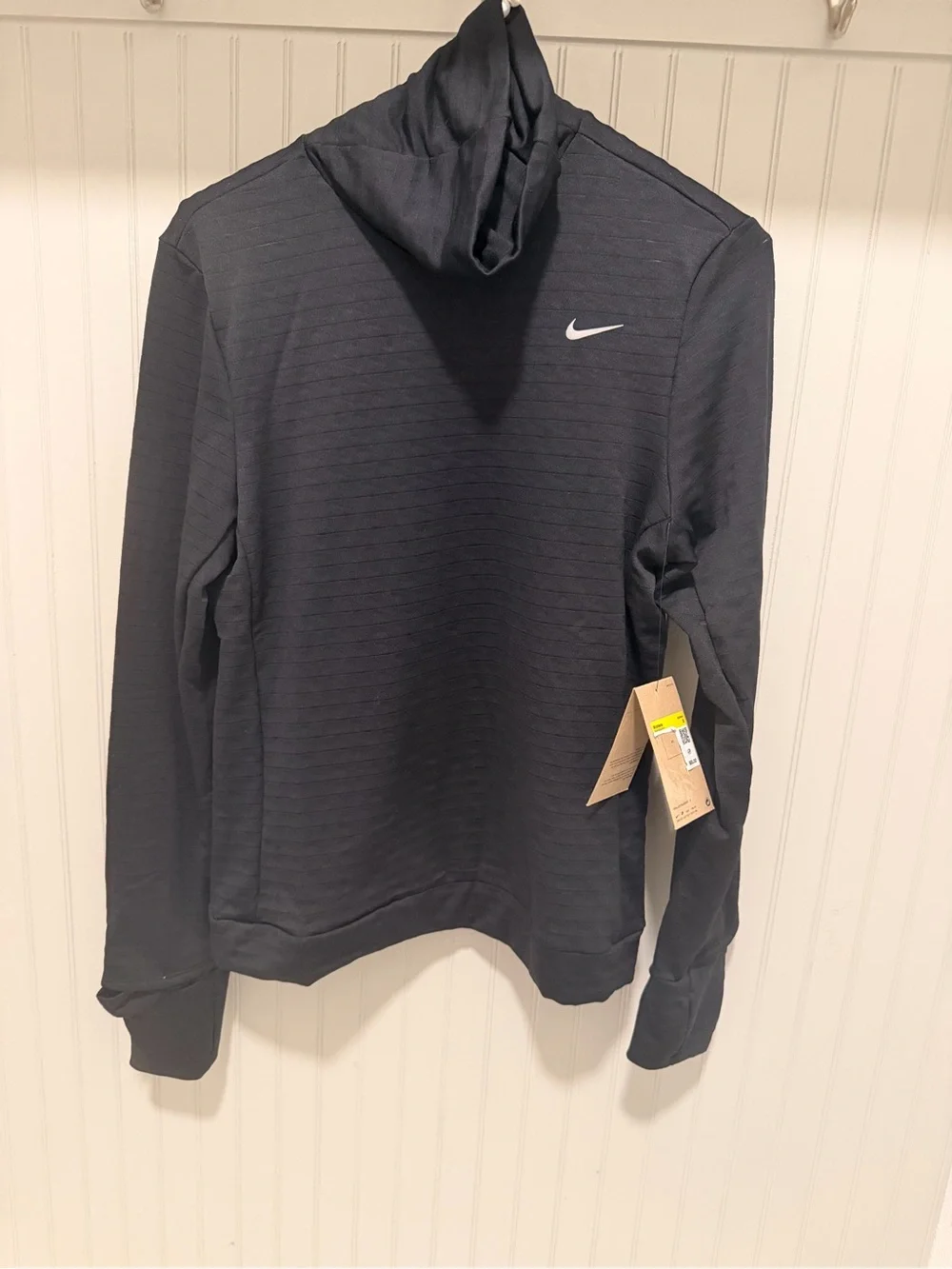 Nike Women's Black Long-Sleeve Funnel Neck Top with Swoosh